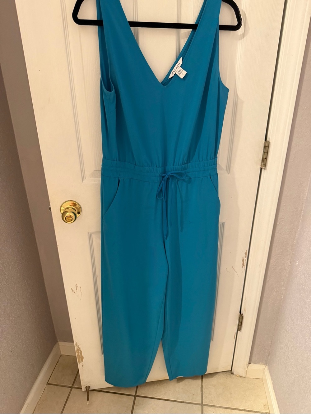 Athleta Avenue Jumpsuit Sleeveless Scoop-Neck Teal Blue Women’s Size S